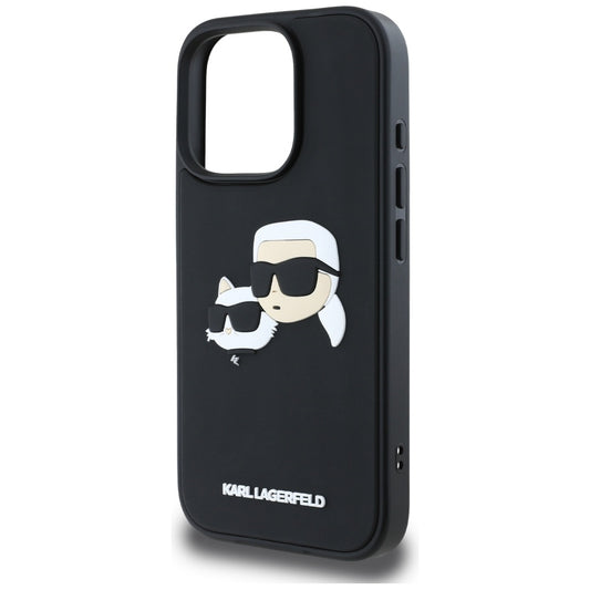 Puzdro pre Apple iPhone 16 Pro Max, Karl Lagerfeld, 3D Rubber Karl & Choupette, Čierne