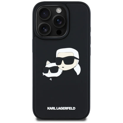 Puzdro pre Apple iPhone 16 Pro Max, Karl Lagerfeld, 3D Rubber Karl & Choupette, Čierne