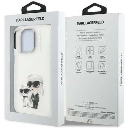 Puzdro pre Apple iPhone 16 Pro Max, Karl Lagerfeld, IML Aquarelle Logo Karl & Choupette, Biela