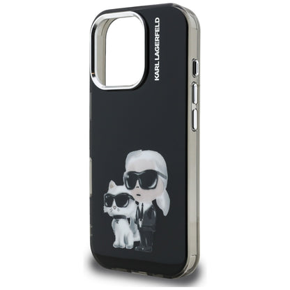 Puzdro pre Apple iPhone 16 Pro Max, Karl Lagerfeld, IML Aquarelle Logo Karl & Choupette, Čierne