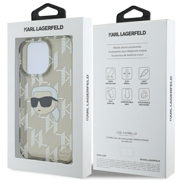 Puzdro pre Apple iPhone 16 Pro Max, Karl Lagerfeld, IML Luxury Electroplated Karl's Head, Čierne