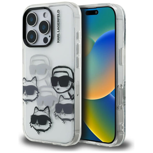 Puzdro pre Apple iPhone 16 Pro Max, Karl Lagerfeld, IML Luxusný vzor s viacerými hlavami, priehľadné