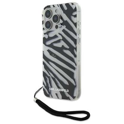 Puzdro pre Apple iPhone 16 Pro Max, Karl Lagerfeld, IML Luxury Zebra Pattern with Strap, Čierne