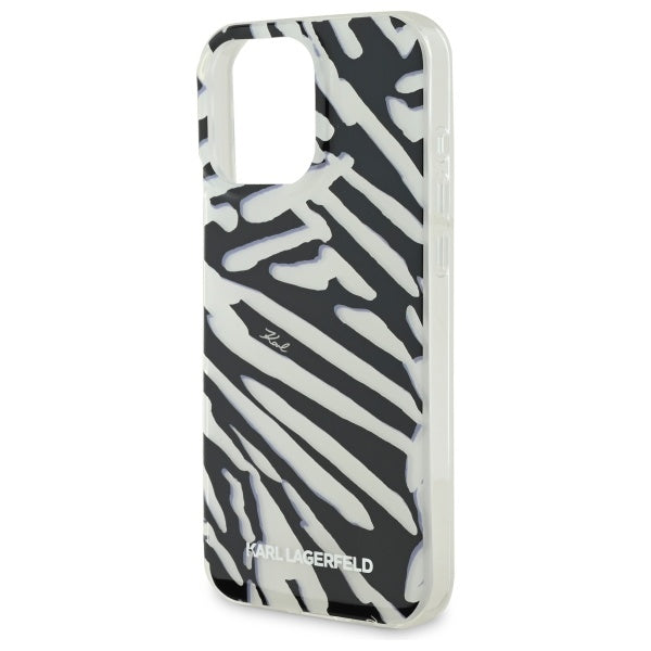 Puzdro pre Apple iPhone 16 Pro Max, Karl Lagerfeld, IML Luxury Zebra Pattern with Strap, Čierne