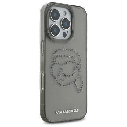 Puzdro pre Apple iPhone 16 Pro Max, Karl Lagerfeld, IML Rhinestones Karl's Head, Čierne