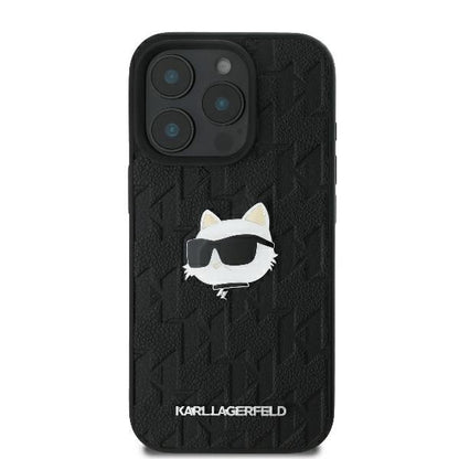 Puzdro pre Apple iPhone 16 Pro Max, Karl Lagerfeld, Monogram Choupette's Head, Čierne