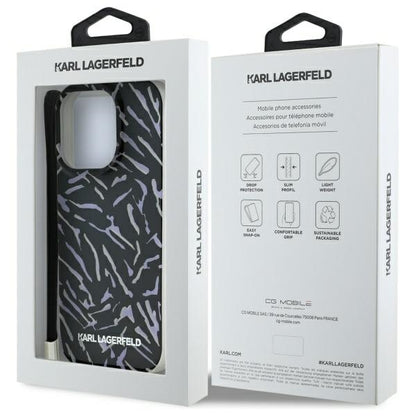 Case for Apple iPhone 16 Pro Max, Karl Lagerfeld, Zebra with Cord Strap, Purple