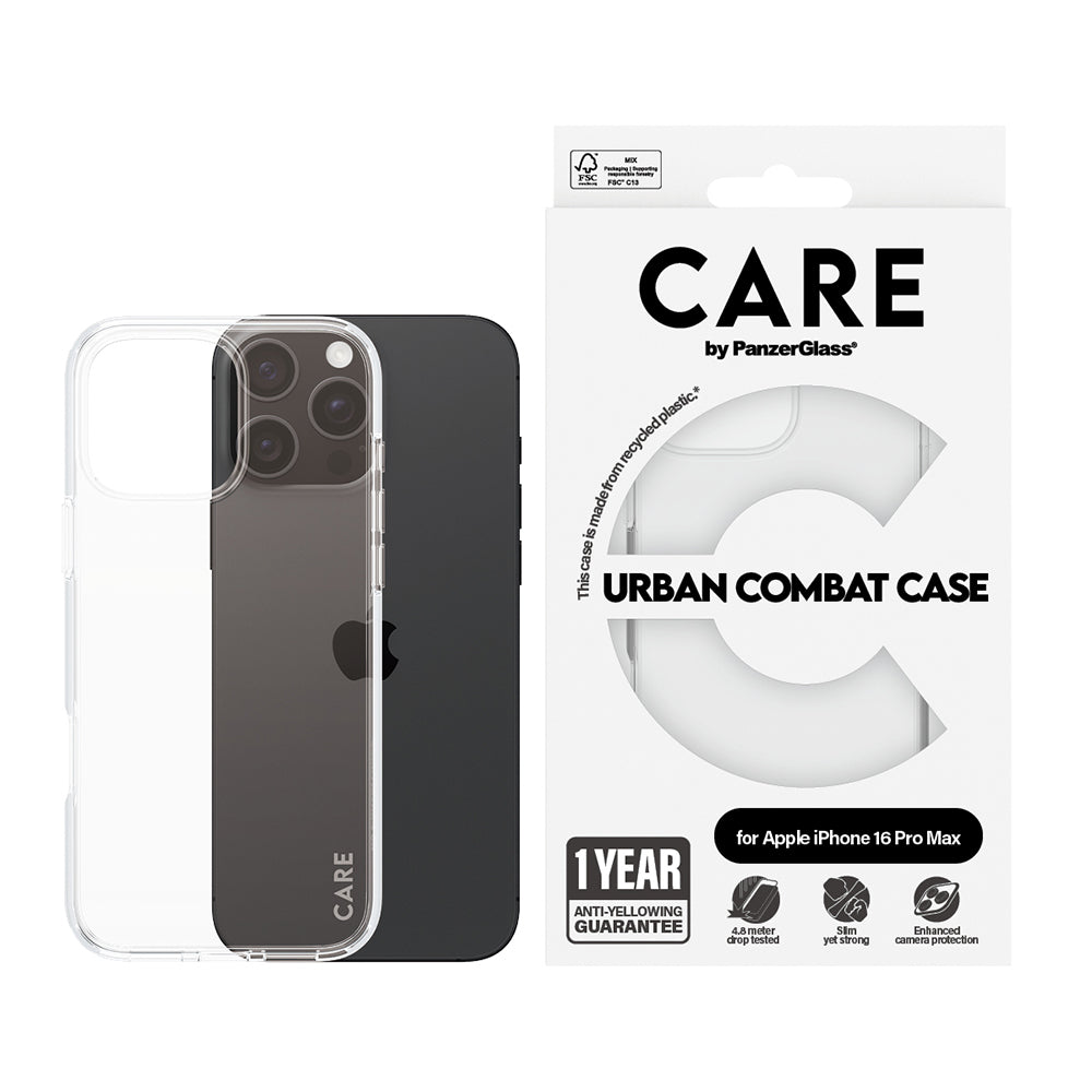 Puzdro pre Apple iPhone 16 Pro, PanzerGlass, Care Urban Combat, Priehľadné
