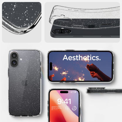 Case for Apple iPhone 16, Spigen, Liquid Crystal Glitter, Transparent ACS08192
