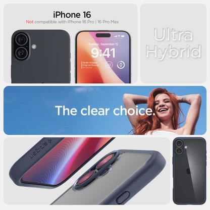 Puzdro pre Apple iPhone 16, Spigen, Ultra Hybrid, Tmavomodré