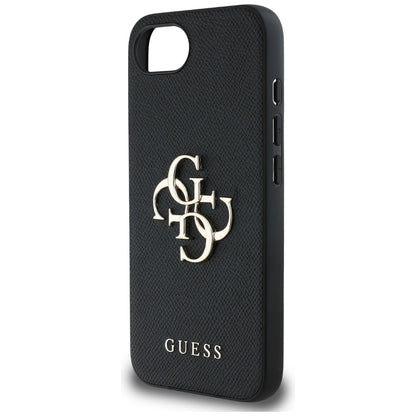 Case for Apple iPhone 16e, Guess, 4G Grained Big and Classic Logo, Black