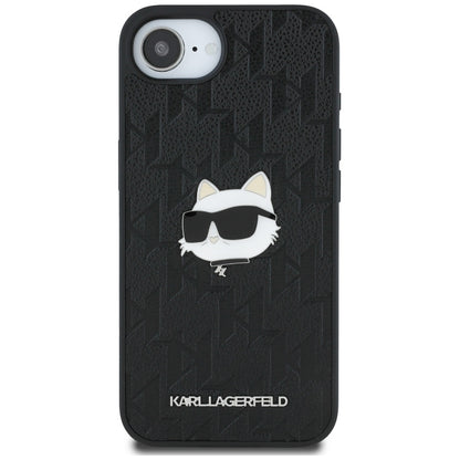 Puzdro pre Apple iPhone 16e, Karl Lagerfeld, Monogram Choupette's Head, Čierne