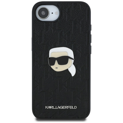 Puzdro pre Apple iPhone 16e, Karl Lagerfeld, Monogram Karl's Head, Čierne