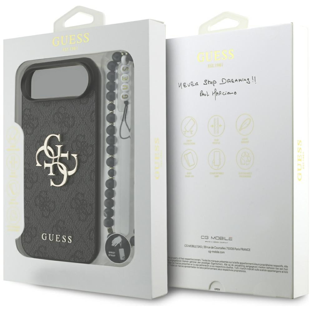 Puzdro pre Apple iPhone 17 Air, Guess, 4G Classic Logo with Strap, Čierne