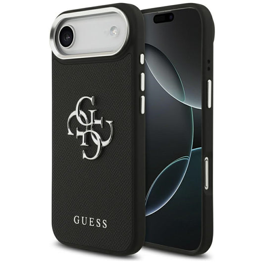 Puzdro pre Apple iPhone 17 Air, Guess, 4G Grained Big and Classic Logo, Čierno Strieborné