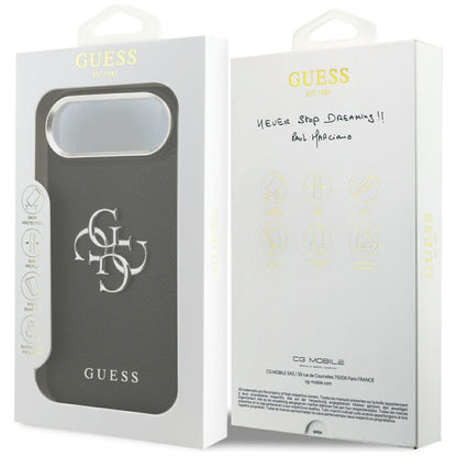 Puzdro pre Apple iPhone 17 Air, Guess, 4G Grained Big and Classic Logo, Čierno Strieborné