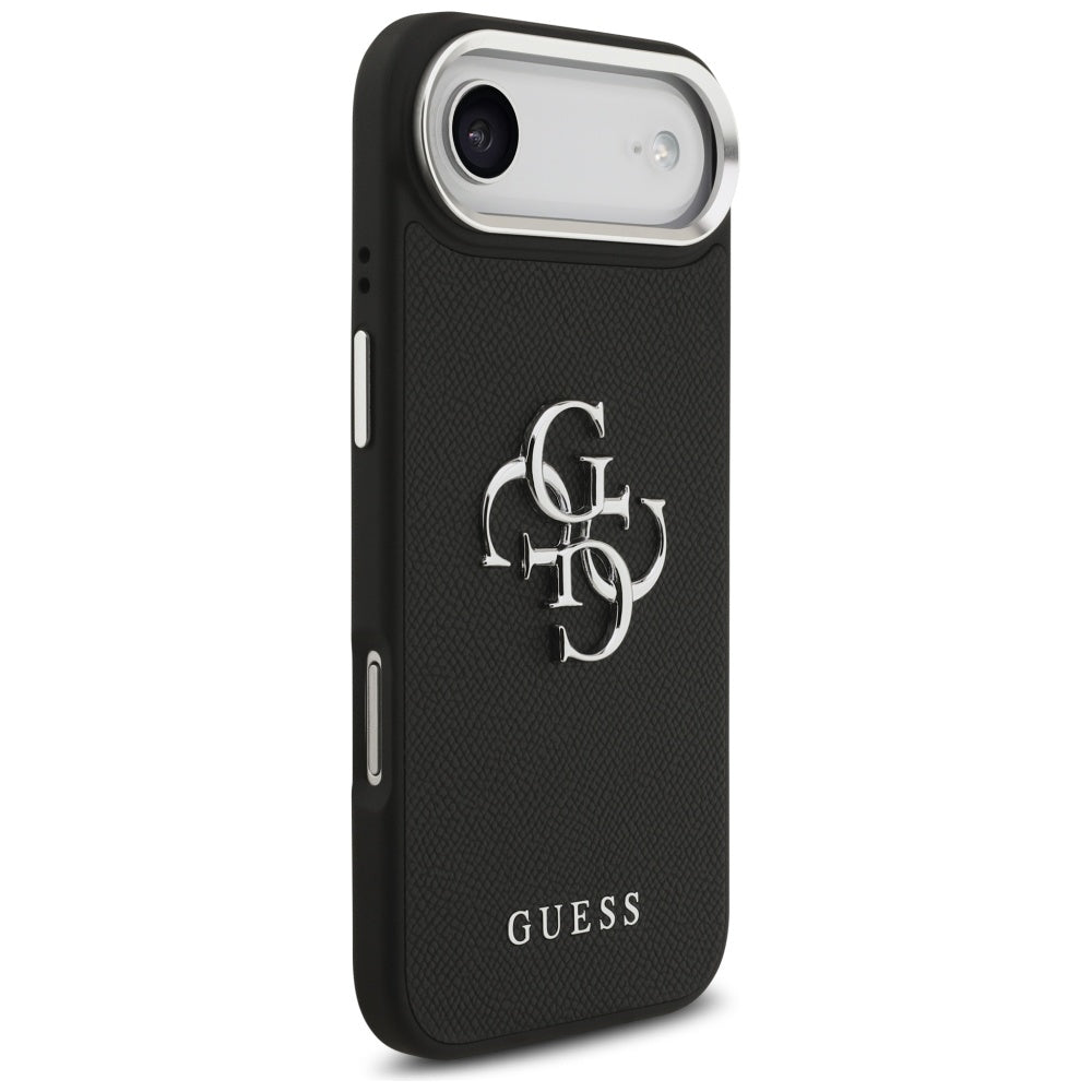 Puzdro pre Apple iPhone 17 Air, Guess, 4G Grained Big and Classic Logo, Čierno Strieborné
