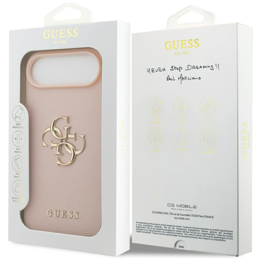 Puzdro pre Apple iPhone 17 Air, Guess, 4G Grained Big and Classic Logo, Ružové.