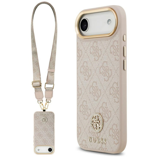Puzdro pre Apple iPhone 17 Air, Guess, 4G Strass Logo and Big Strap, Ružové