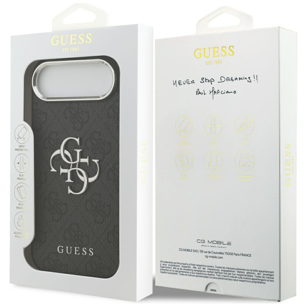 Puzdro pre Apple iPhone 17 Air, Guess, Big 4G Logo Classic, Čierno Strieborné