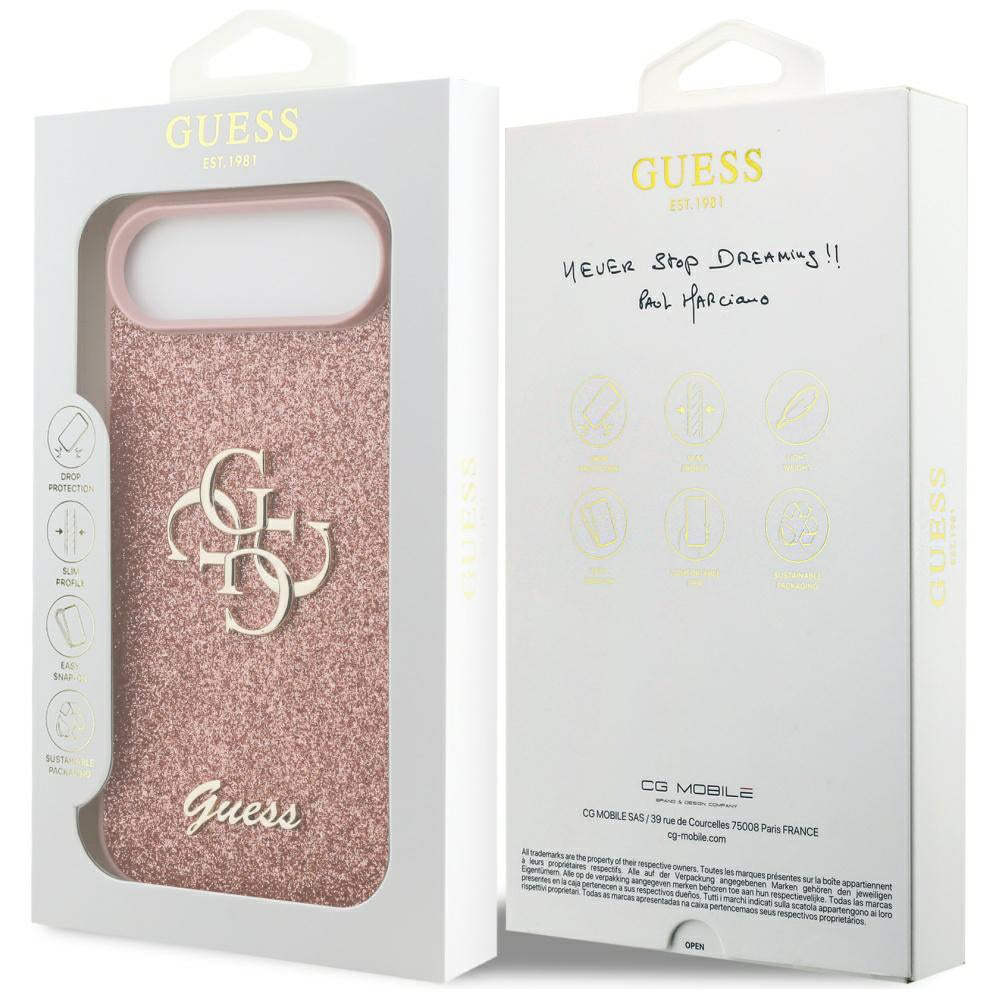 Puzdro pre Apple iPhone 17 Air, Guess, Fixed Glitter Big 4G, Ružové