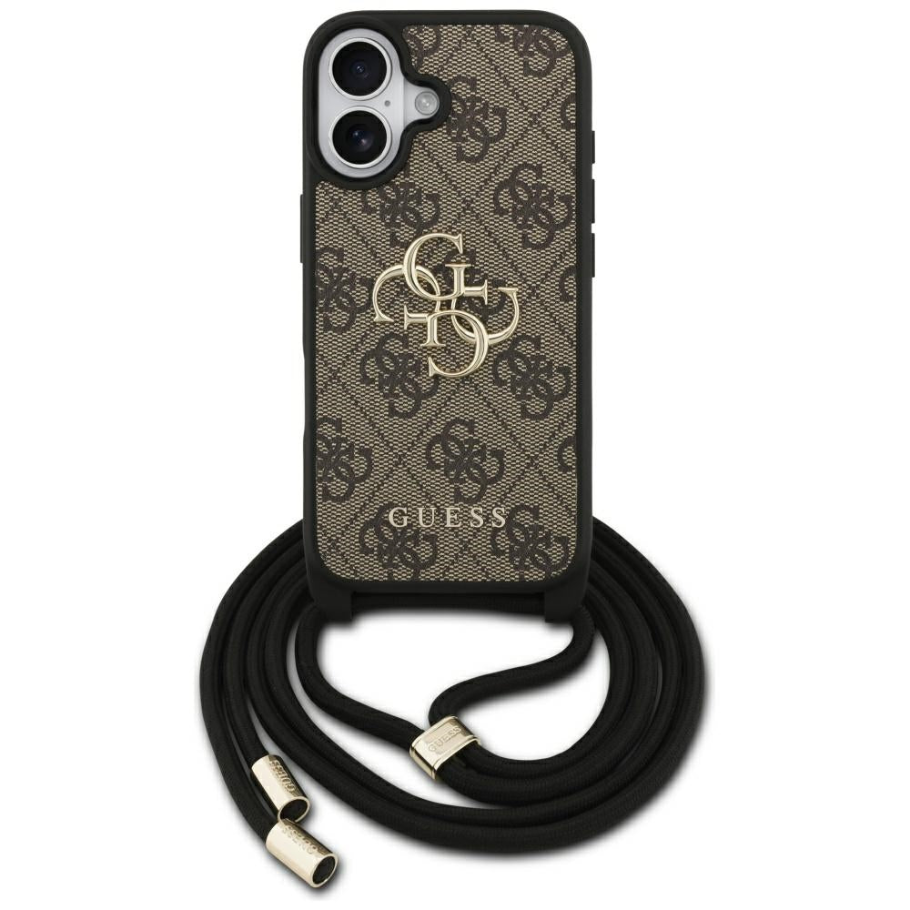 Puzdro pre Apple iPhone 17, Guess, 4G CBDY Big Logo with Cord Strap, Hnedé