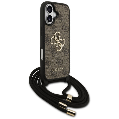 Puzdro pre Apple iPhone 17, Guess, 4G CBDY Big Logo with Cord Strap, Hnedé
