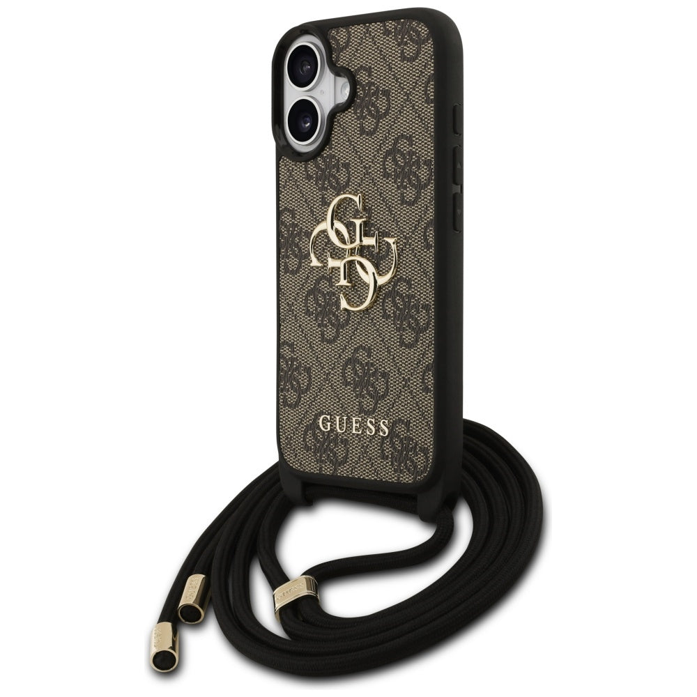 Puzdro pre Apple iPhone 17, Guess, 4G CBDY Big Logo with Cord Strap, Hnedé