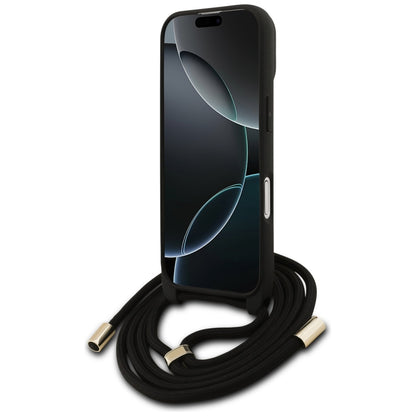 Puzdro pre Apple iPhone 17, Guess, 4G CBDY Big Logo with Cord Strap, Hnedé