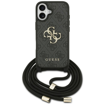 Puzdro pre Apple iPhone 17, Guess, 4G CBDY Big Logo with Cord Strap, Čierne