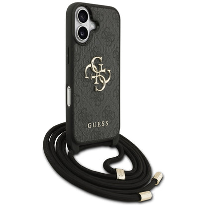 Puzdro pre Apple iPhone 17, Guess, 4G CBDY Big Logo with Cord Strap, Čierne