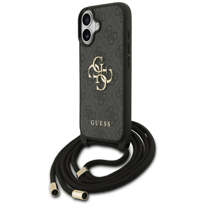 Puzdro pre Apple iPhone 17, Guess, 4G CBDY Big Logo with Cord Strap, Čierne