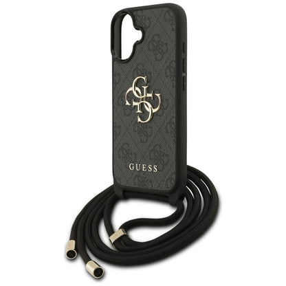 Puzdro pre Apple iPhone 17, Guess, 4G CBDY Big Logo with Cord Strap, Čierne