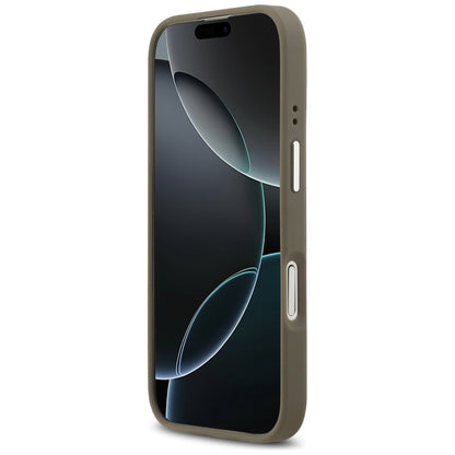 Puzdro pre Apple iPhone 17, Guess, 4G Grained Big And Classic Logo, Hnedé Strieborné