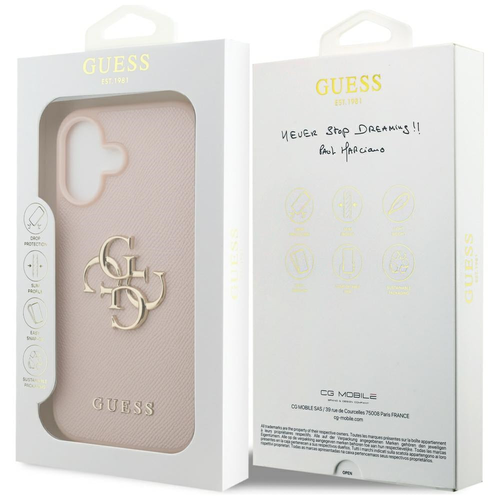Puzdro pre Apple iPhone 17, Guess, 4G Grained Big and Classic Logo, Ružové