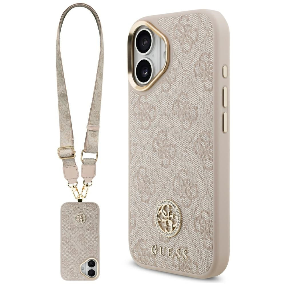 Puzdro pre Apple iPhone 17, Guess, 4G Strass Logo and Big Strap, Ružové