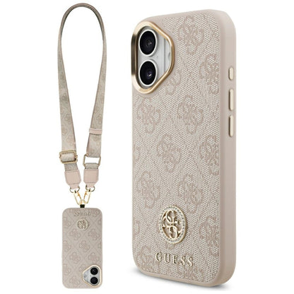 Puzdro pre Apple iPhone 17, Guess, 4G Strass Logo and Big Strap, Ružové