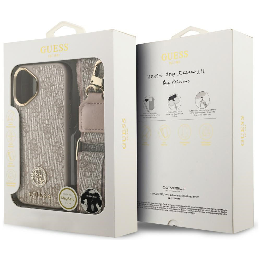 Puzdro pre Apple iPhone 17, Guess, 4G Strass Logo and Big Strap, Ružové