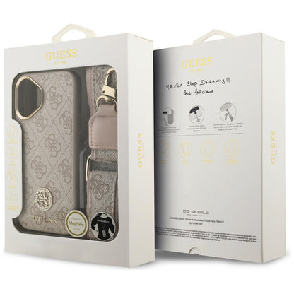 Puzdro pre Apple iPhone 17, Guess, 4G Strass Logo and Big Strap, Ružové