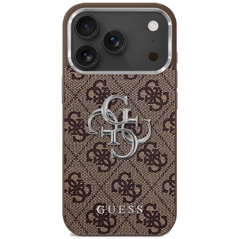 Puzdro pre Apple iPhone 17, Guess, Big 4G Logo Classic, Hnedo Strieborné