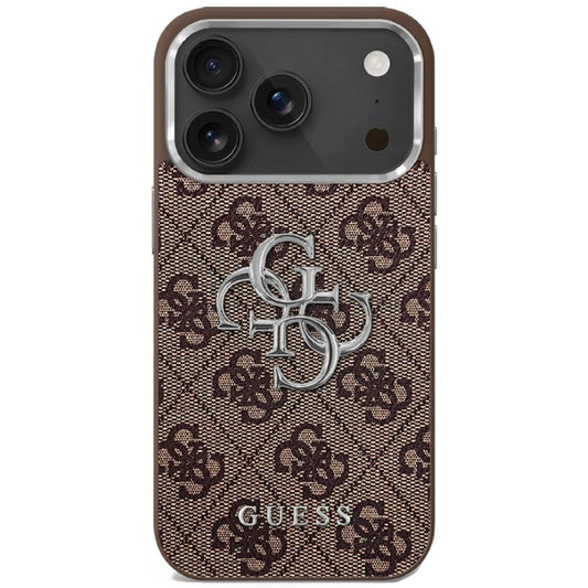 Puzdro pre Apple iPhone 17, Guess, Big 4G Logo Classic, Hnedo Strieborné