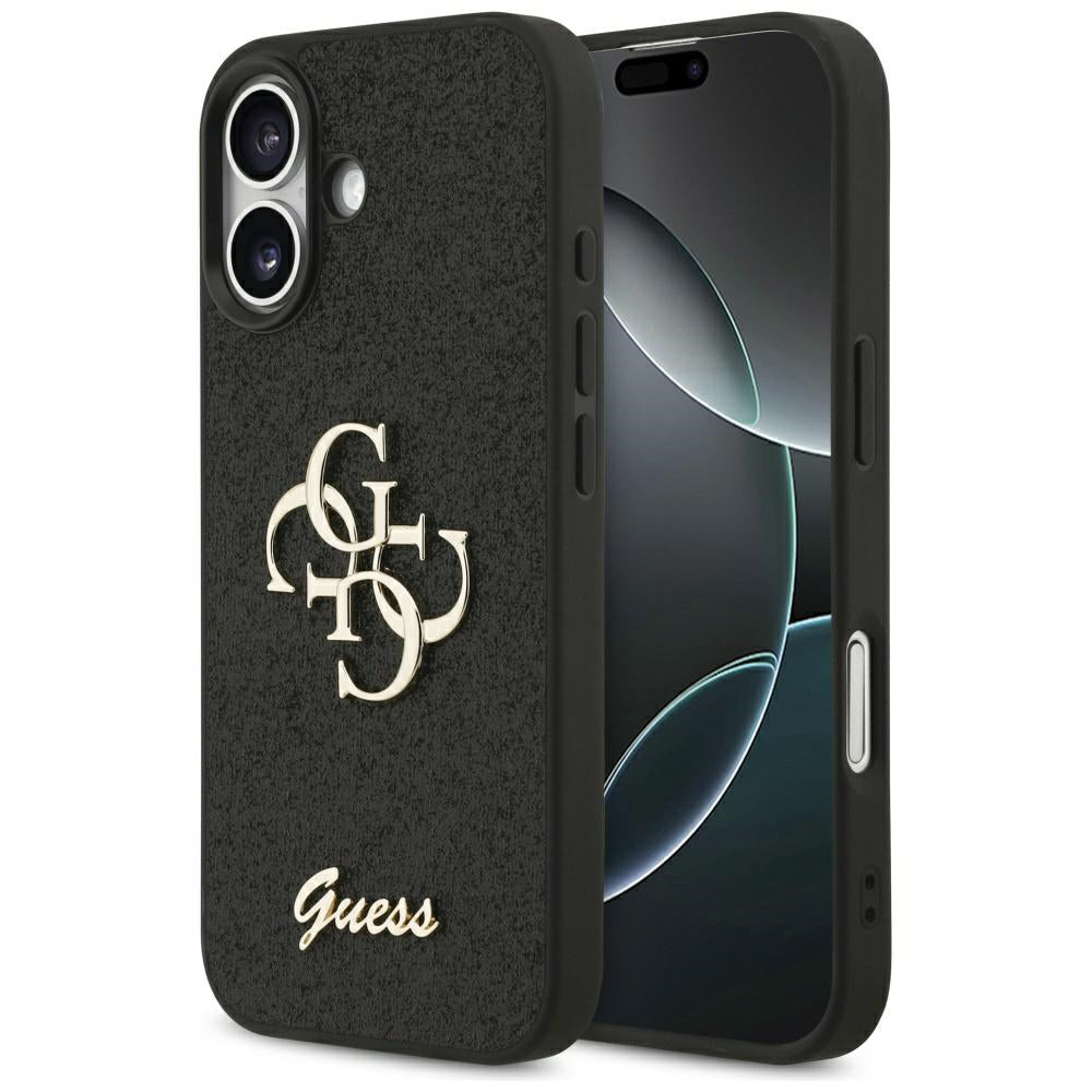 Puzdro pre Apple iPhone 17, Guess, Fixed Glitter Big 4G, Čierne