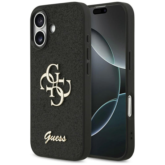 Puzdro pre Apple iPhone 17, Guess, Fixed Glitter Big 4G, Čierne