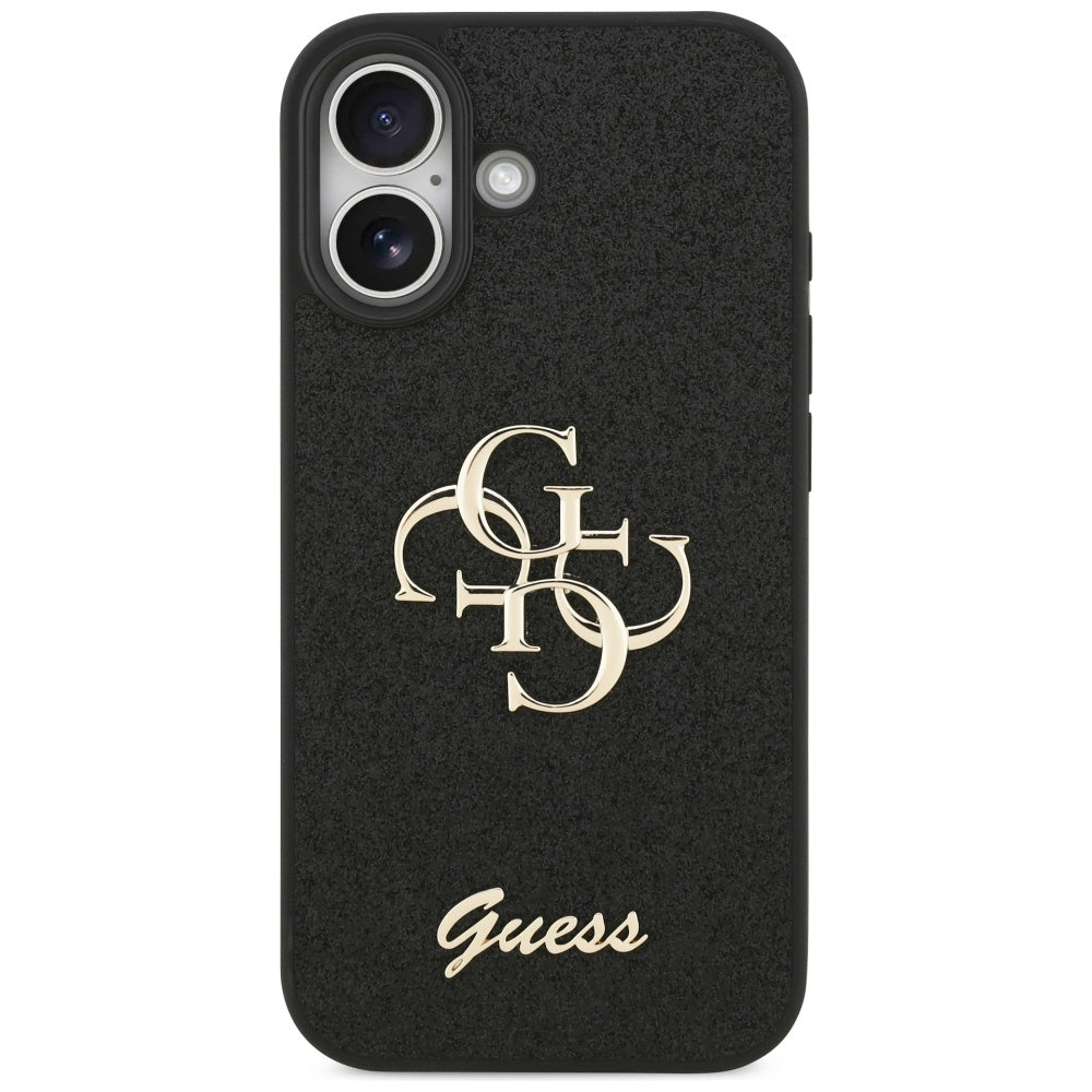 Puzdro pre Apple iPhone 17, Guess, Fixed Glitter Big 4G, Čierne