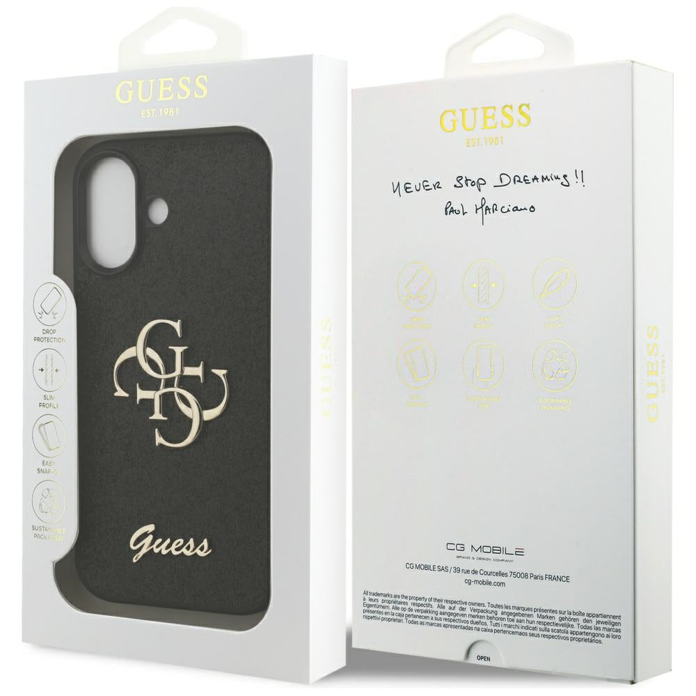 Puzdro pre Apple iPhone 17, Guess, Fixed Glitter Big 4G, Čierne