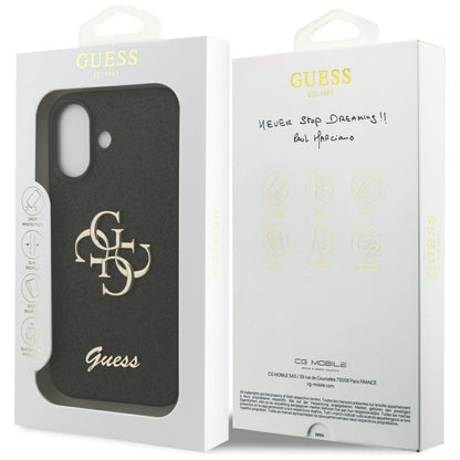 Puzdro pre Apple iPhone 17, Guess, Fixed Glitter Big 4G, Čierne
