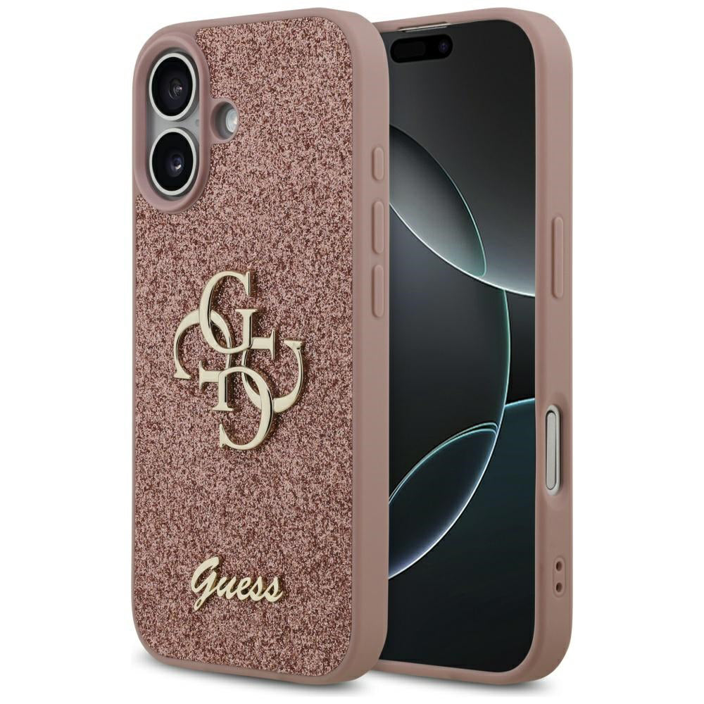 Puzdro pre Apple iPhone 17, Guess, Fixed Glitter Big 4G, Ružové