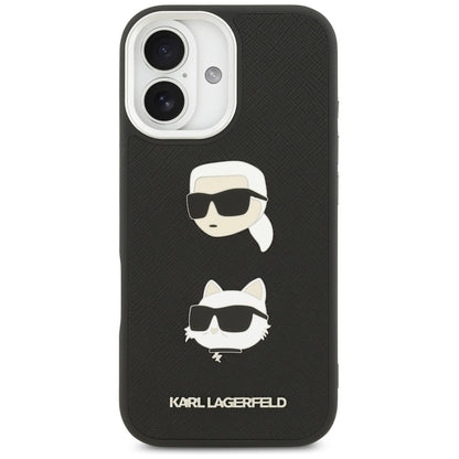 Puzdro pre Apple iPhone 17, Karl Lagerfeld, Grained Karl & Choupette's Heads Pins and Logo, Čierne