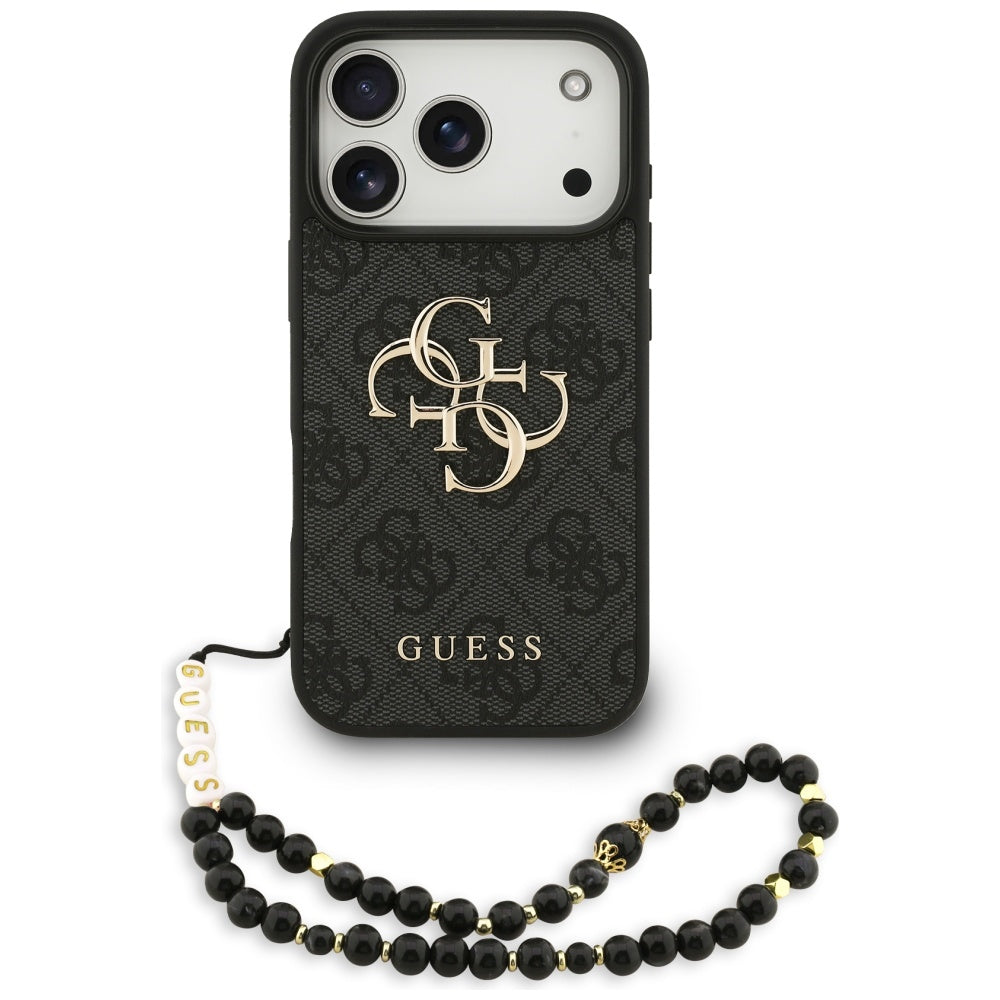 Puzdro pre Apple iPhone 17 Pro, Guess, 4G Classic Logo with Strap, Čierne