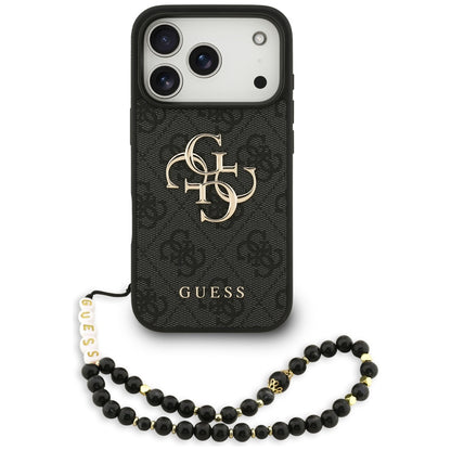 Puzdro pre Apple iPhone 17 Pro, Guess, 4G Classic Logo with Strap, Čierne